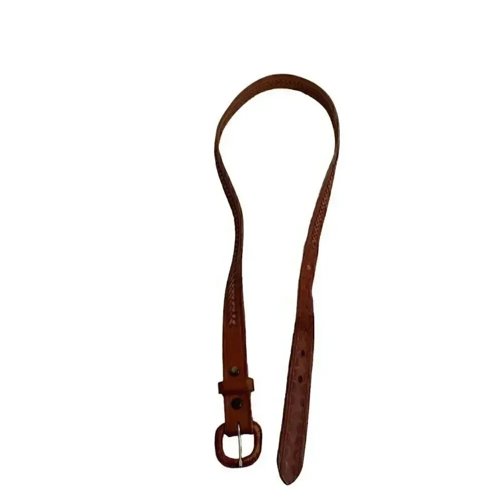 Brown Leather Weaved Western Bohemian Buckle One Size